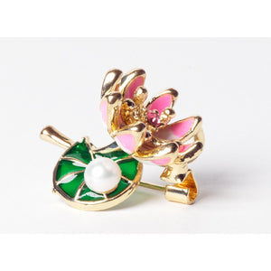 Cultured Freshwater Pearl (5-9mm) & Cymbidium Brooches