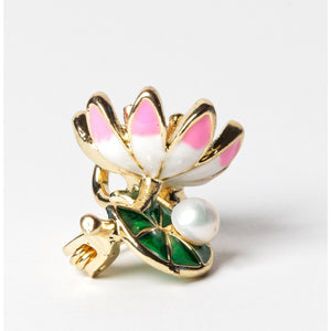 Cultured Freshwater Pearl (5-9mm) & Cymbidium Brooches