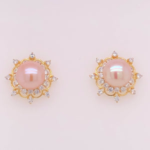 Cultured Freshwater Bun Pearl (8-9mm),Tourbillon Stud Earrings - Anna Wang New York 