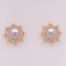 Load image into Gallery viewer, Cultured Freshwater Bun Pearl (8-9mm),Tourbillon Stud Earrings - Anna Wang New York 