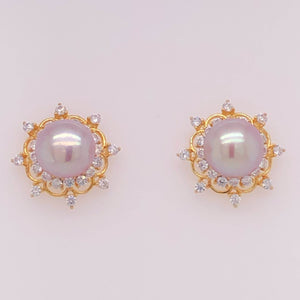 Cultured Freshwater Bun Pearl (8-9mm),Tourbillon Stud Earrings - Anna Wang New York 