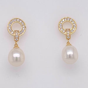 Cultured Freshwater Pearl (7-8mm), Concentric Stud Earrings - Anna Wang New York 