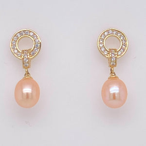 Cultured Freshwater Pearl (7-8mm), Concentric Stud Earrings - Anna Wang New York 