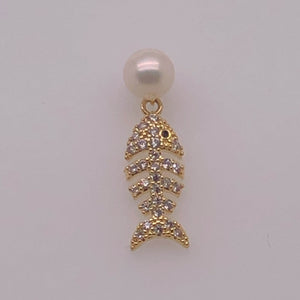 Cultured Freshwater Pearl (9mm), Peacock Stud Earring - Anna Wang New York 