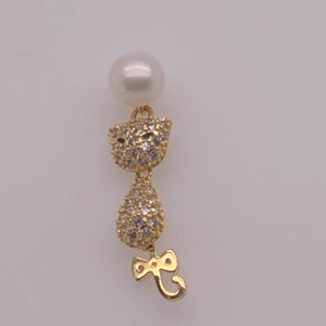 Cultured Freshwater Pearl (9mm), Peacock Stud Earring - Anna Wang New York 