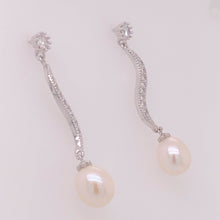 Load image into Gallery viewer, Cultured Freshwater Water Drops Pearl (8-9mm), S shape Stud Earrings - Anna Wang New York 