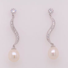 Load image into Gallery viewer, Cultured Freshwater Water Drops Pearl (8-9mm), S shape Stud Earrings - Anna Wang New York 