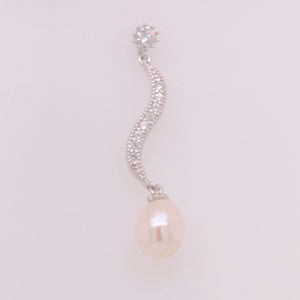 Cultured Freshwater Water Drops Pearl (8-9mm), S shape Stud Earrings - Anna Wang New York 