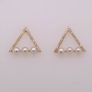 Cultured Freshwater Trouble 3 Pearl (4mm),Water Cube Stud Earrings - Anna Wang New York 
