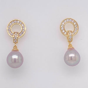 Cultured Freshwater Pearl (7-8mm), Concentric Stud Earrings - Anna Wang New York 
